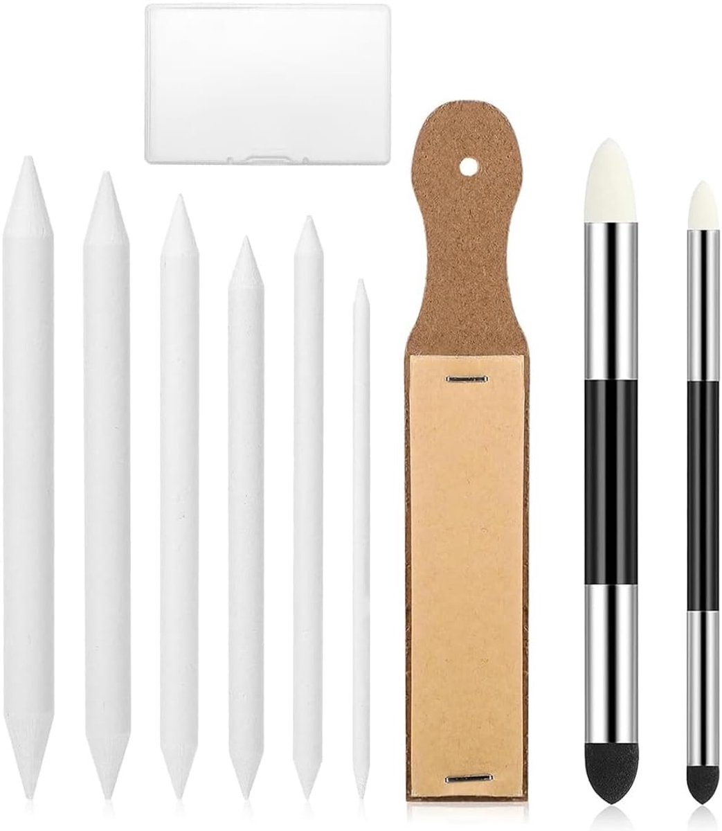 SnelShoppen - 9-delig schets tekenpakket met dubbele punten, mengde maten, schuurblok, voor beginners, hoogwaardige materialen, ideaal voor kunst en c