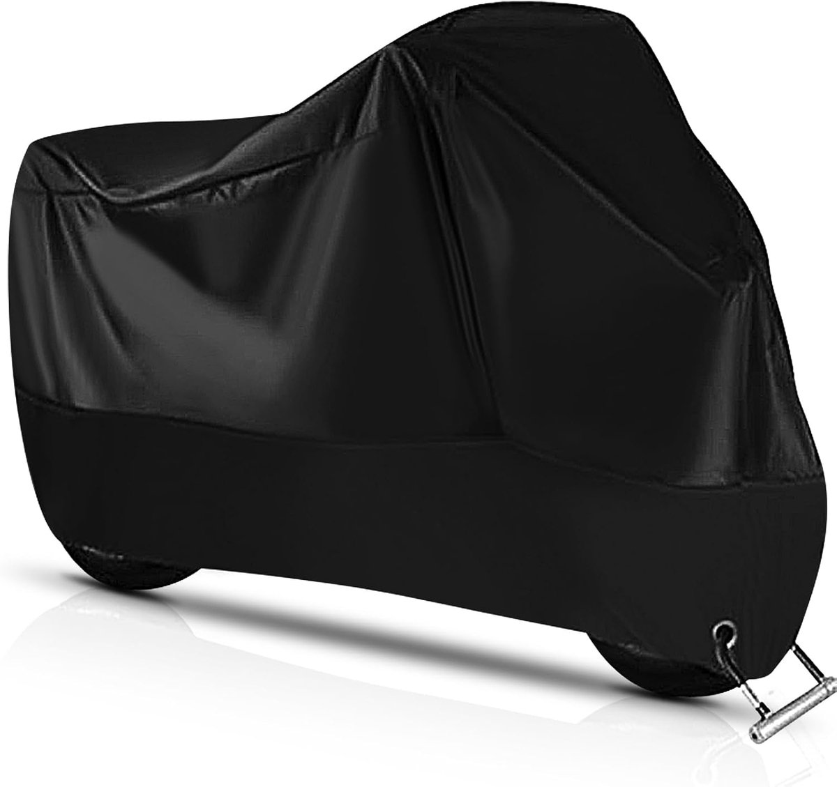 SnelShoppen - XXL Motorhoes 190T Polyester Waterdicht met Slotgaten - Bescherming tegen Regen, UV, Sneeuw en Stof - 245x105x125cm - Zwart/Zilver