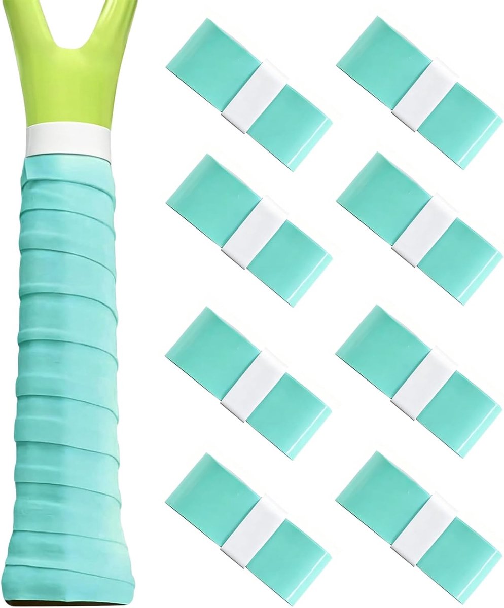 SnelShoppen - Gripband Tennisrackets 8 Stuks, 110 cm x 2,5 cm, Antislip, Zelfklevend, Zacht PU-Materiaal, Pauwenblauw - Geschikt voor Tennis en Badmin