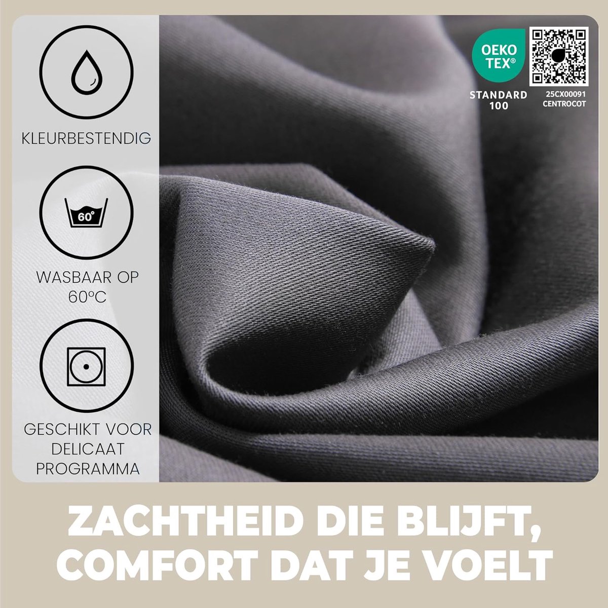 SnelShoppen - Fitted Sheet Franse Bed 140 x 190 cm - Donkergrijs - 100% Katoen - Geschikt voor Matras tot 30 cm - Hypoallergeen, Ademend en Machinewas