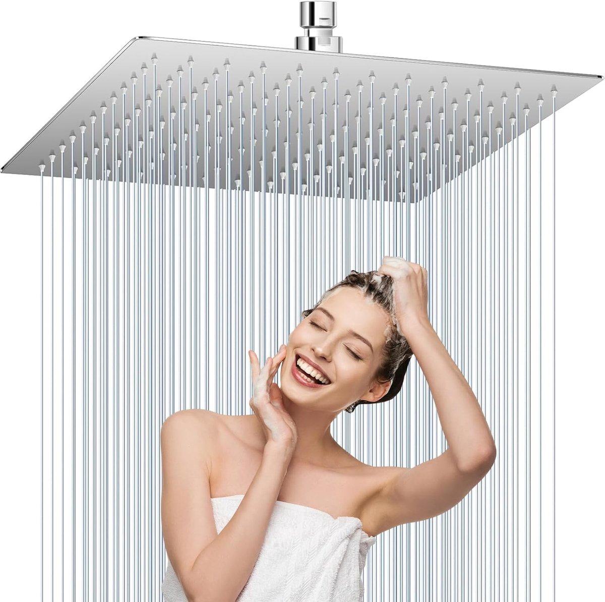 SnelShoppen - Rainfall Douchekop - Stalen Regen Douchkop Vierkant - Luxe Regendouche - Hoogwaardige Douchekop - 1 Stuk - Ideaal voor Badkamer en Welln