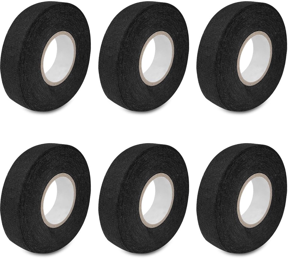 SnelShoppen - Lectorias 6 Pcs Isolatietape - Zwarte Stoffen Tape - Auto Bedrading, Industrieel Hechtmiddel - Hoog Temperatuur Weerstand, Geluidsdempin