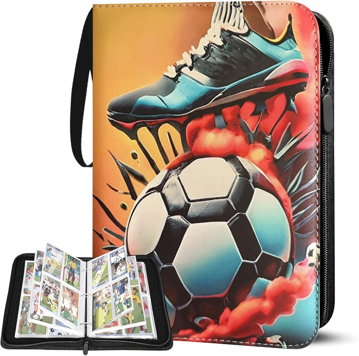SnelShoppen - Voetbalverzamelalbum met 50 pagina's, 400 vakken voor voetbalkaarten, premium opbergtas, ideaal voor verzamelen, duurzaam materiaal, per