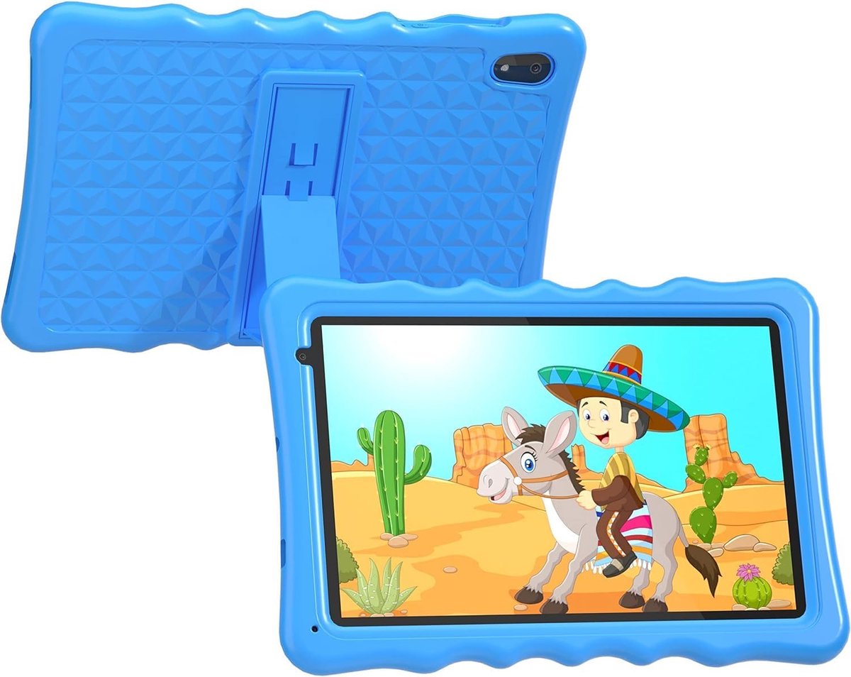 SnelShoppen - Kindertablet 10.1 Inch voor Peuters met Schokbestendige Hoes, Dual Camera, Bluetooth, WiFi, Android 13, 32GB, Perfect voor Kinderen