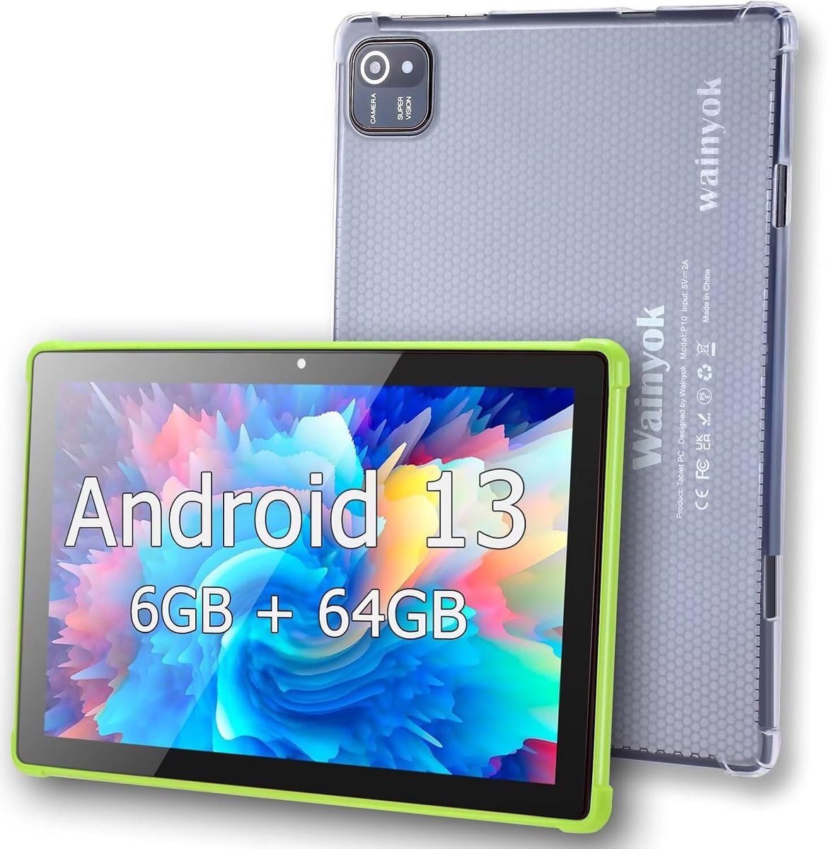 SnelShoppen - 10.1 Inch Android Tablet voor Kinderen - Octa-Core 2.0GHz, 6GB RAM, 64GB Opslag, HD IPS Scherm, 1TB Uitbreidbaar, Dual Camera's, WiFi 5,