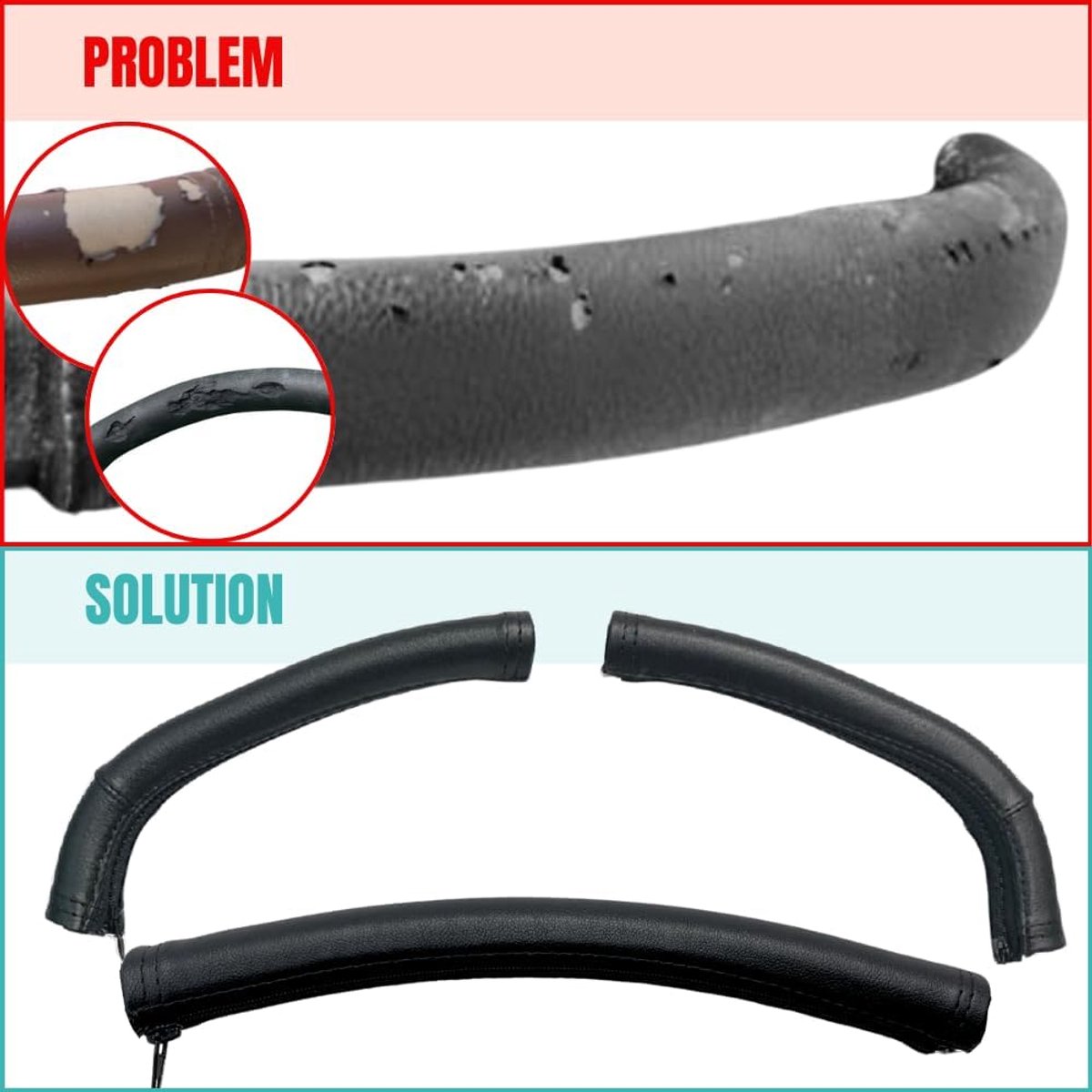 SnelShoppen - Synthetic Leather Beschermhoezen voor Bugaboo Cameleon 3 - Perfecte Pasvorm - Anti-Kras en UV Bescherming - 3 Stuks - Stijlvolle Upgrade thumbnail 3