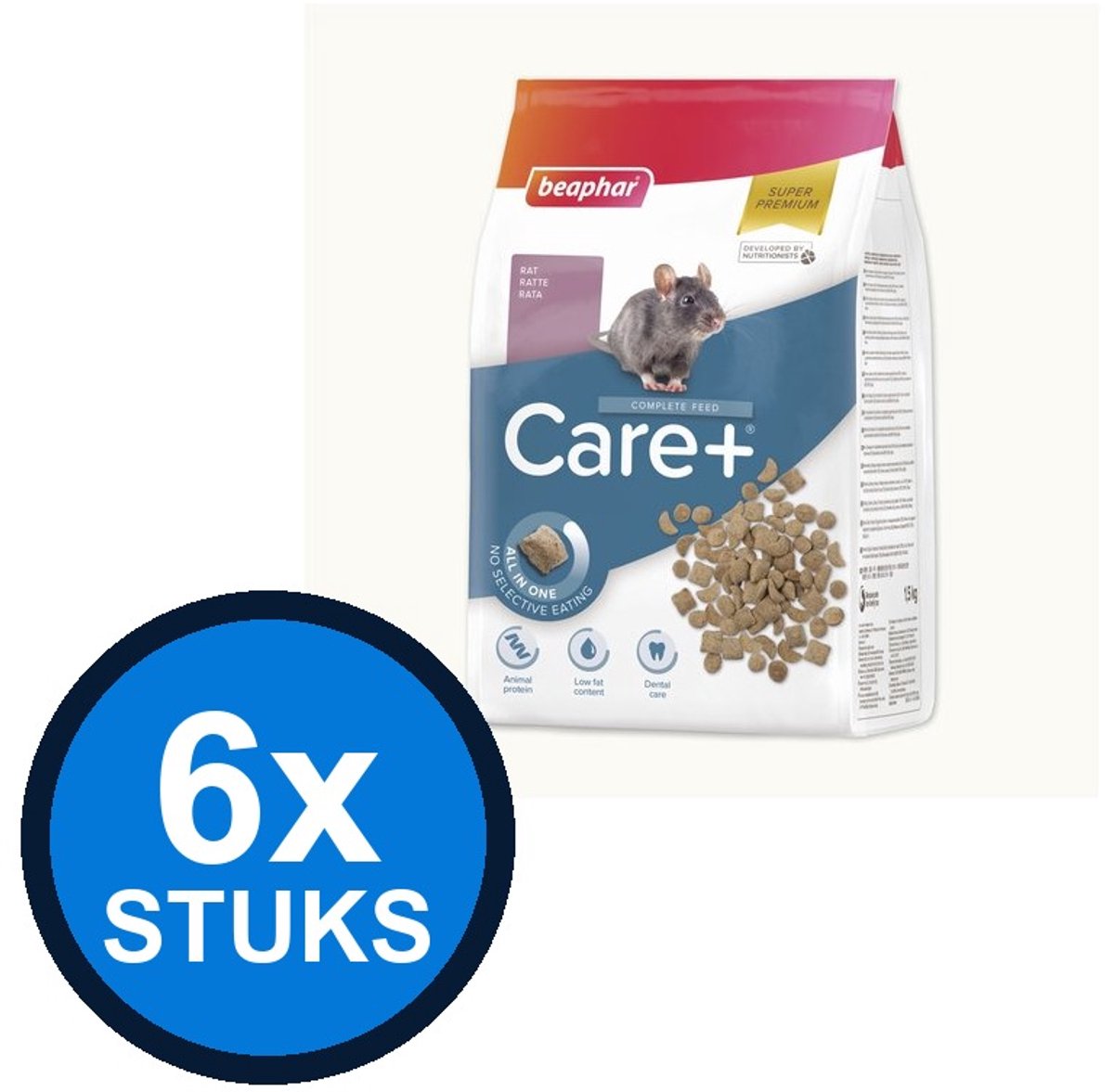 6x Beaphar - Care+ rat 1,5kg - Knaagdierenvoer - 1.5 kg