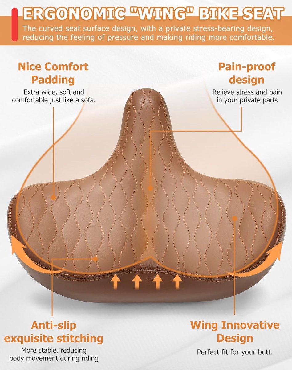SnelShoppen - Extra Large Fietszadel voor Mannen en Vrouwen - Ergonomisch en Comfortabel - Zacht Geheugenfoam - Universale Vervangingszitting voor Mou