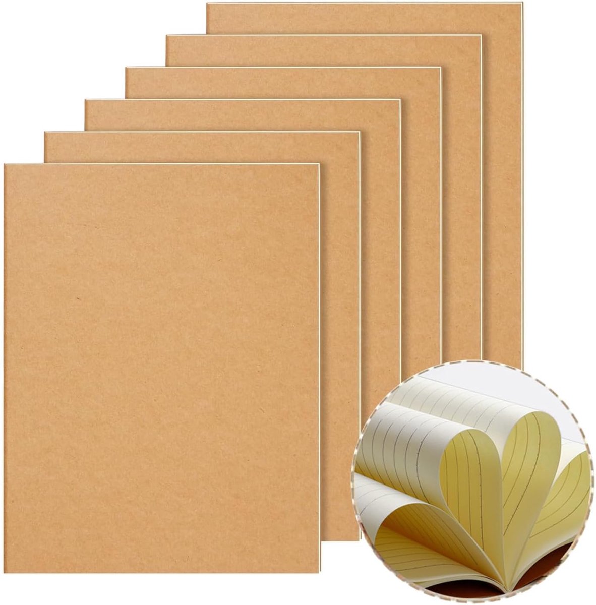 SnelShoppen - A4 Lined Notebooks Set van 6 - 64 Pagina's Lichtgeel Notitieboek voor School, Kantoor, Reizen - 21.5 x 28 cm