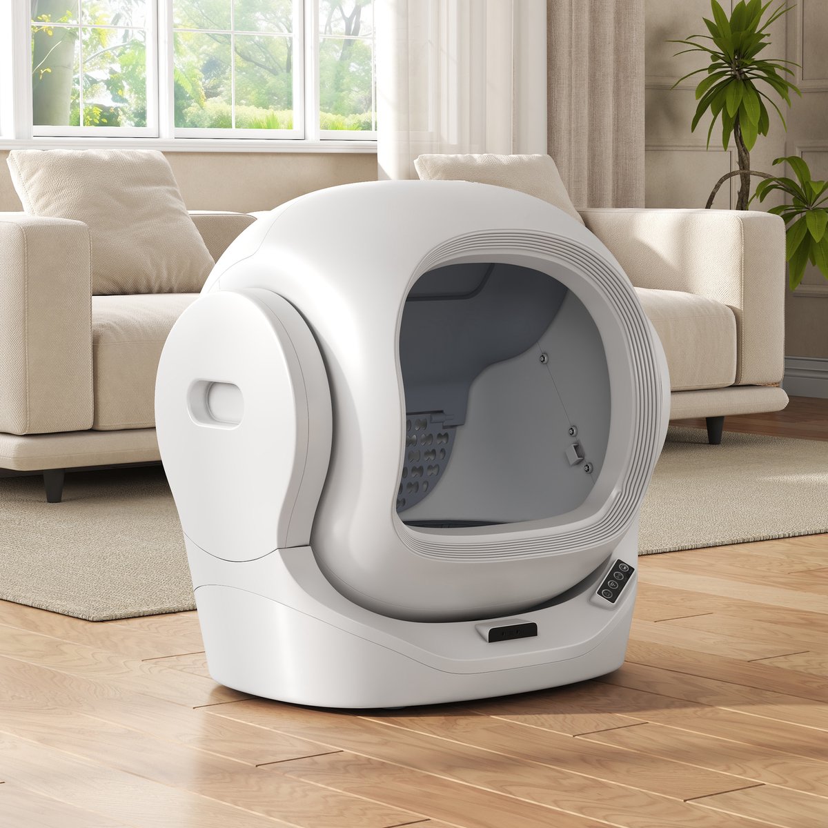Kattenbak Automatisch Met App – 68 L – ABS En PC – Wit – Zelfreinigend Voor 1 Tot 2 Katten – Met 8 L Afvalbak En Geurbox