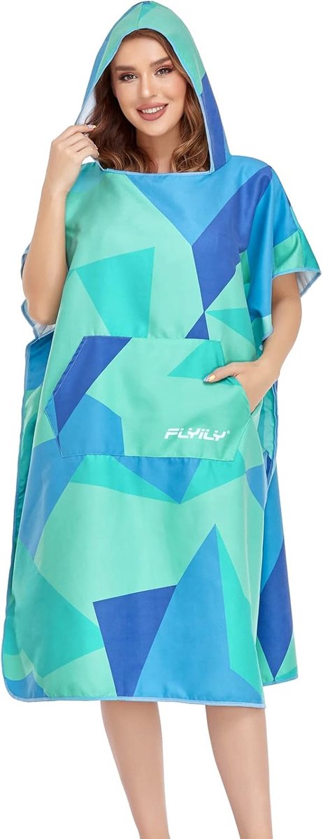SnelShoppen - Microvezel Surf Poncho Handdoek met Capuchon - Badjas voor Zwemmen en Strand - One Size - Geschikt voor Volwassenen - Sneldrogend, Licht