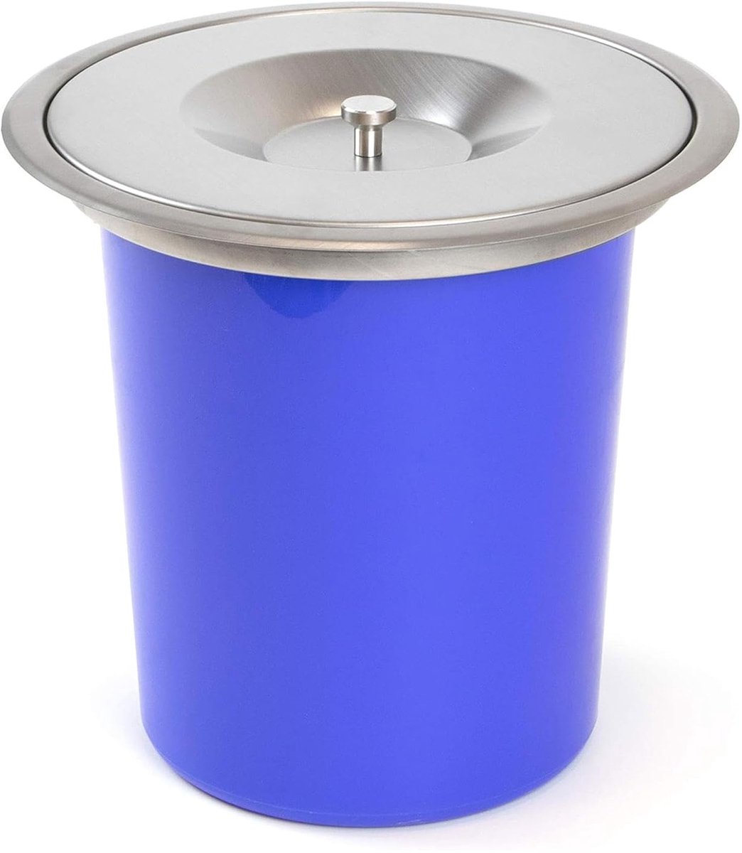 Verzonken afvalemmer - Keukenprullenbak inbouw - Afvalbeheer keuken - Verwijderbare binnencontainer - 25x25x28 cm - Blauw