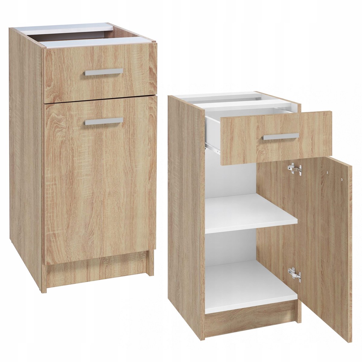 STAMAR - Keukenonderkast 40 cm - eiken sonoma mat - 49 cm diep - 1 deur, 1 lade en 1 legplank