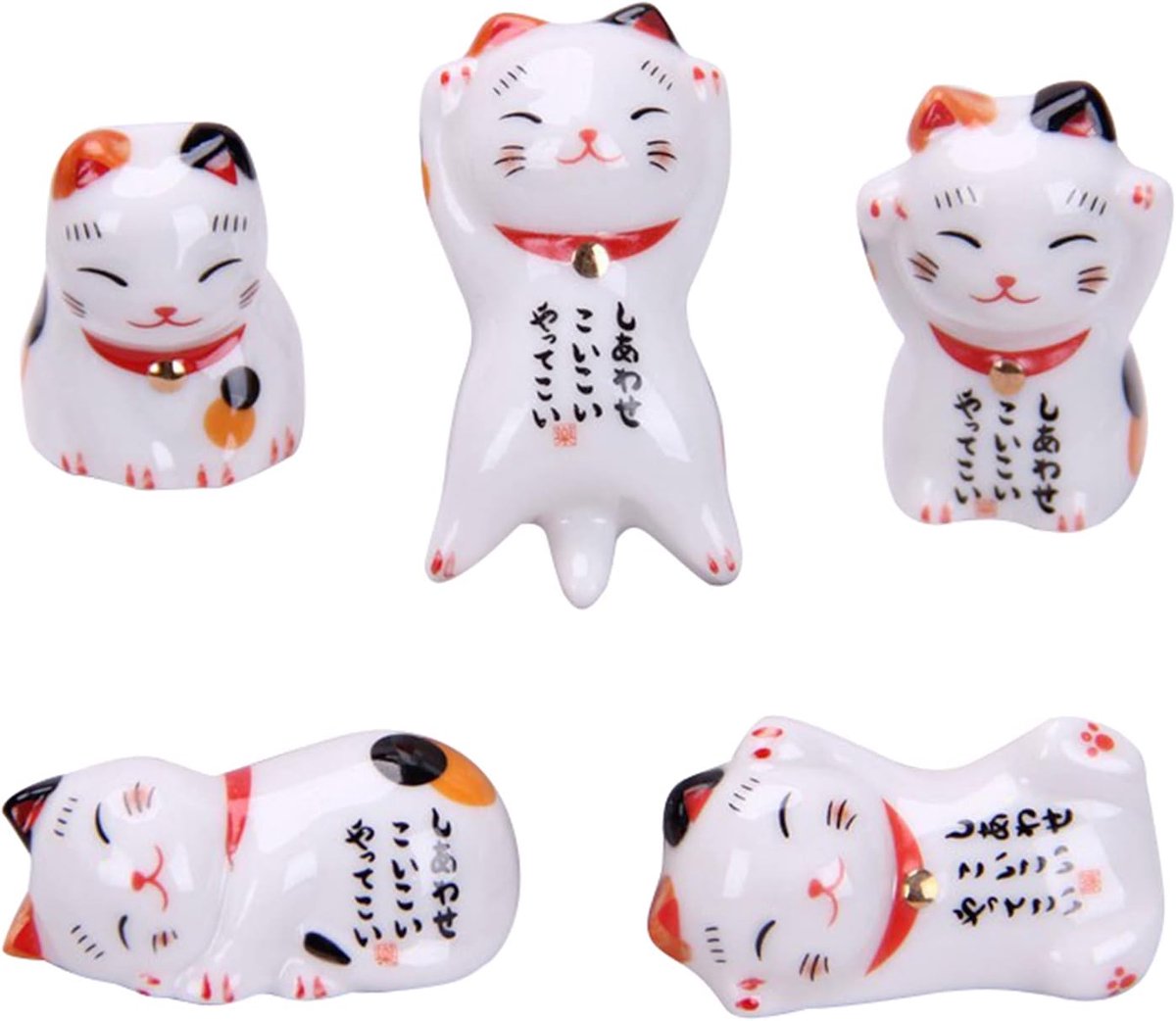 SnelShoppen - 6 Stuks Kat Stickhouder - Keramische Cat Stick Rack voor Eten - Lepel Vork Mes Houder - Tafelaccessoires en Handgemaakte Ornamenten