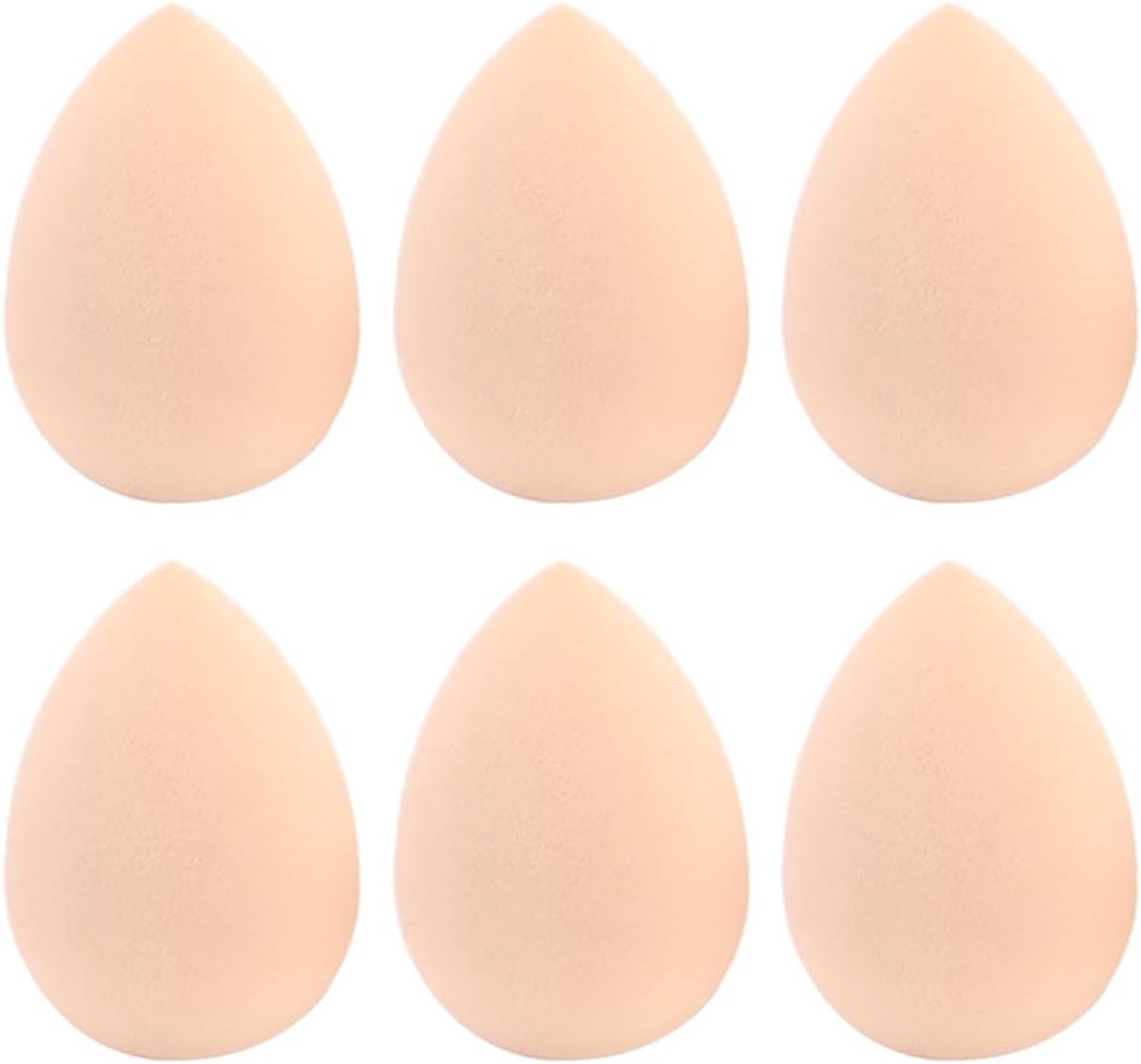 Thijox - 6 Stuks Mini Make-up Spons Set - Kleine Beauty Blender voor Nauwkeurige Toepassing, Beige, Ideaal voor Reizen en Dagelijks Gebruik