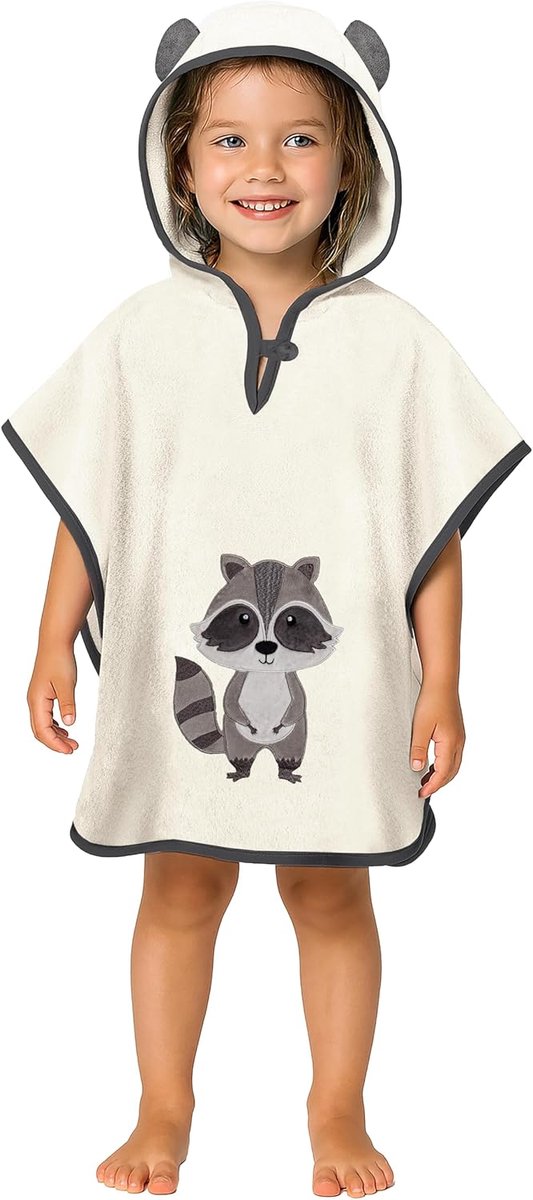 SnelShoppen - Premium Bad Poncho Kinderen met Capuchon - 100% Katoen - OEKO TEX - Baby Meisjes Jongens Handdoek Poncho - Ideaal voor Zwembad, Strand e