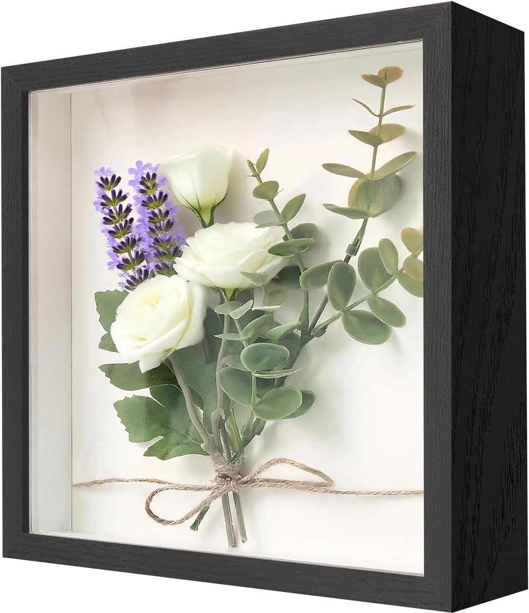 SnelShoppen - 3D-fotolijst om te vullen 22x22 cm, 3D-objectlijst voor wand- en bureaudecoratie, diepe fotolijst voor bruidsboeket en DIY kunstwerken,