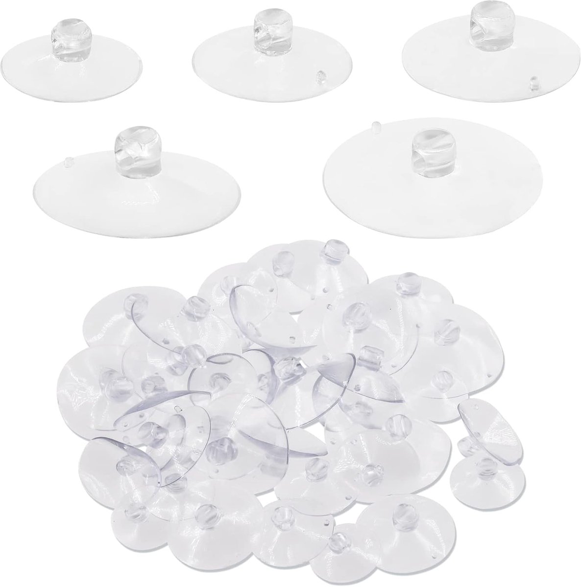Thijox - 80 Verpakkingen Transparante Rubber Zuignappen - 5 Maten (1" 6/5" 7/5" 8/5" 9/5") - Anti-botsing - Hakenloze Hanger Pads voor Glazen Tafel, T