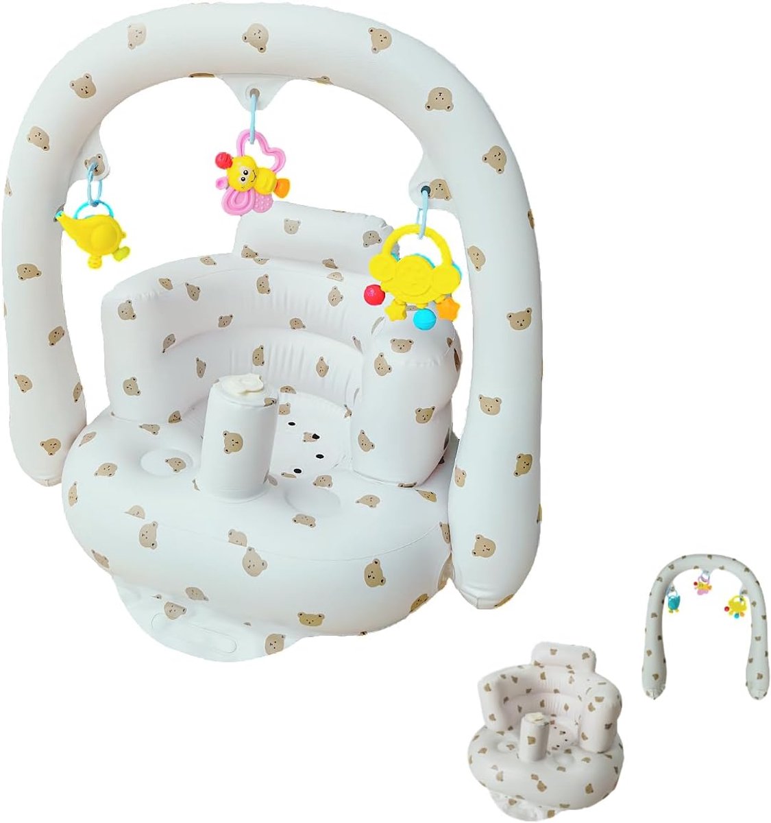SnelShoppen - Baby Opblaasbaar Zitje met Luchtpomp - Rugsteun Sofa voor 4-24 Maanden - Peuter Stoel voor Binnen en Buiten - Speelgoed Beer - PVC Baby