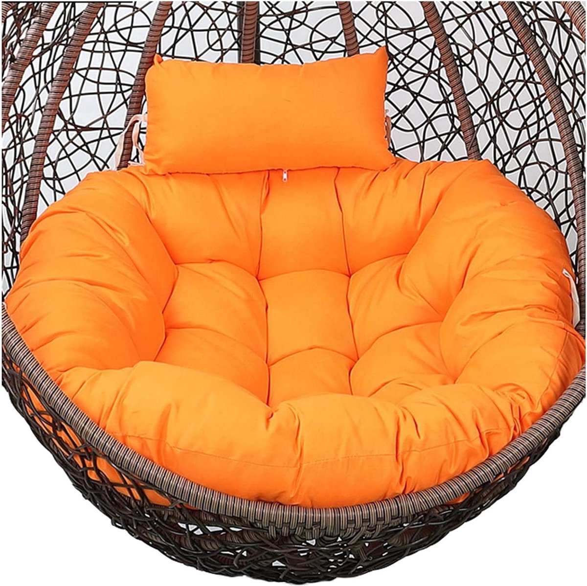 Stoelkussen Vervangend - Hangstoel Kussen - Buiten Ontspannen - 15cm Dikke Vulling - Diameter 105 cm - Oranje