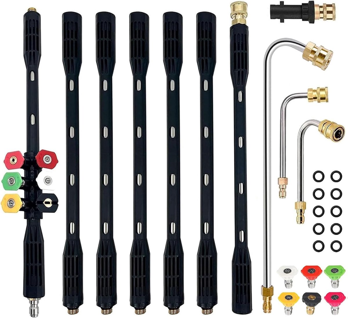 SnelShoppen - High Pressure Washer Extension 10-pack, 4000 PSI, Diverse Nozzles, 1/4 Inch Quick Connect, Tuin Accessoires voor Krachtige Reiniging