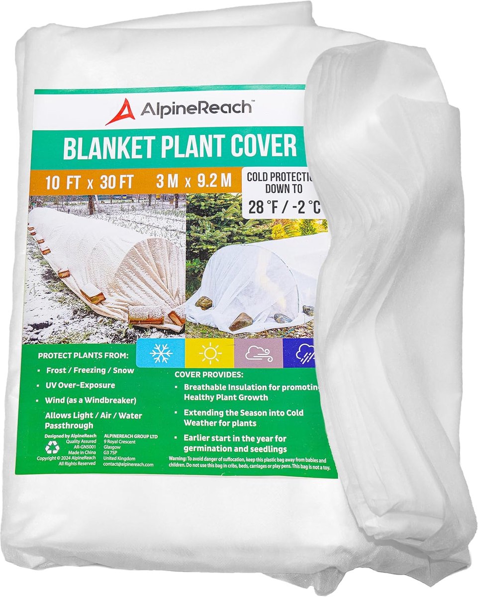 SnelShoppen - Plant Frost Protection Cover 3 x 9.1m - Tuin Bedekking tegen Vorst, Winterkou, Bescherming voor Planten, Ademend Materiaal, Wit, Voor Ko