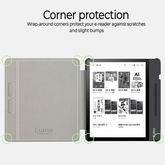 Lunso Geschikt voor Kobo Libra H20 hoes (7 inch) - sleepcover - Van Gogh Amandelbloesem — afbeelding 3
