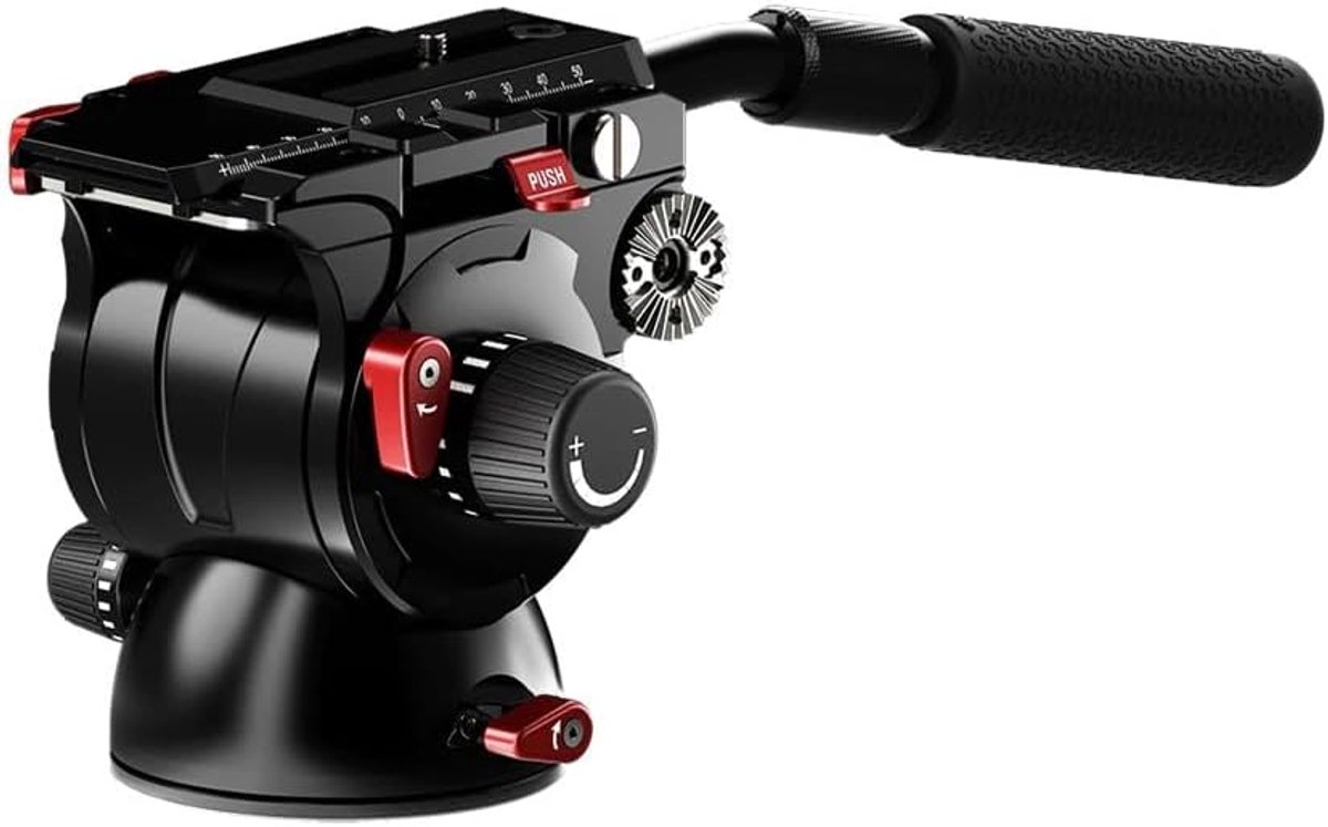 SnelShoppen - Professionele Fluid Tripod Head, Heavyweight Video Head met Vlakke Basis, 7 kg Draagvermogen, Perfect voor Vloggen, Fotografie en Videop