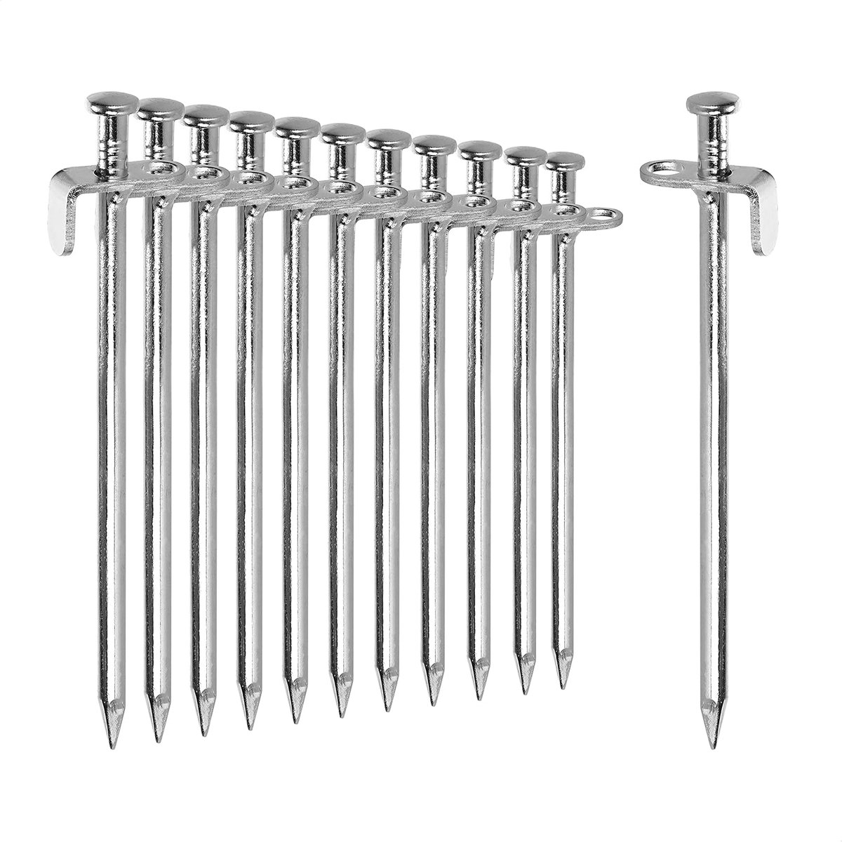 SnelShoppen - 12 Stuks Robuuste Stalen Haringen - 20 cm Lange Tentpinnen voor Camping, Festivals, Vissen en Buitenactiviteiten - Ideaal voor Harde en