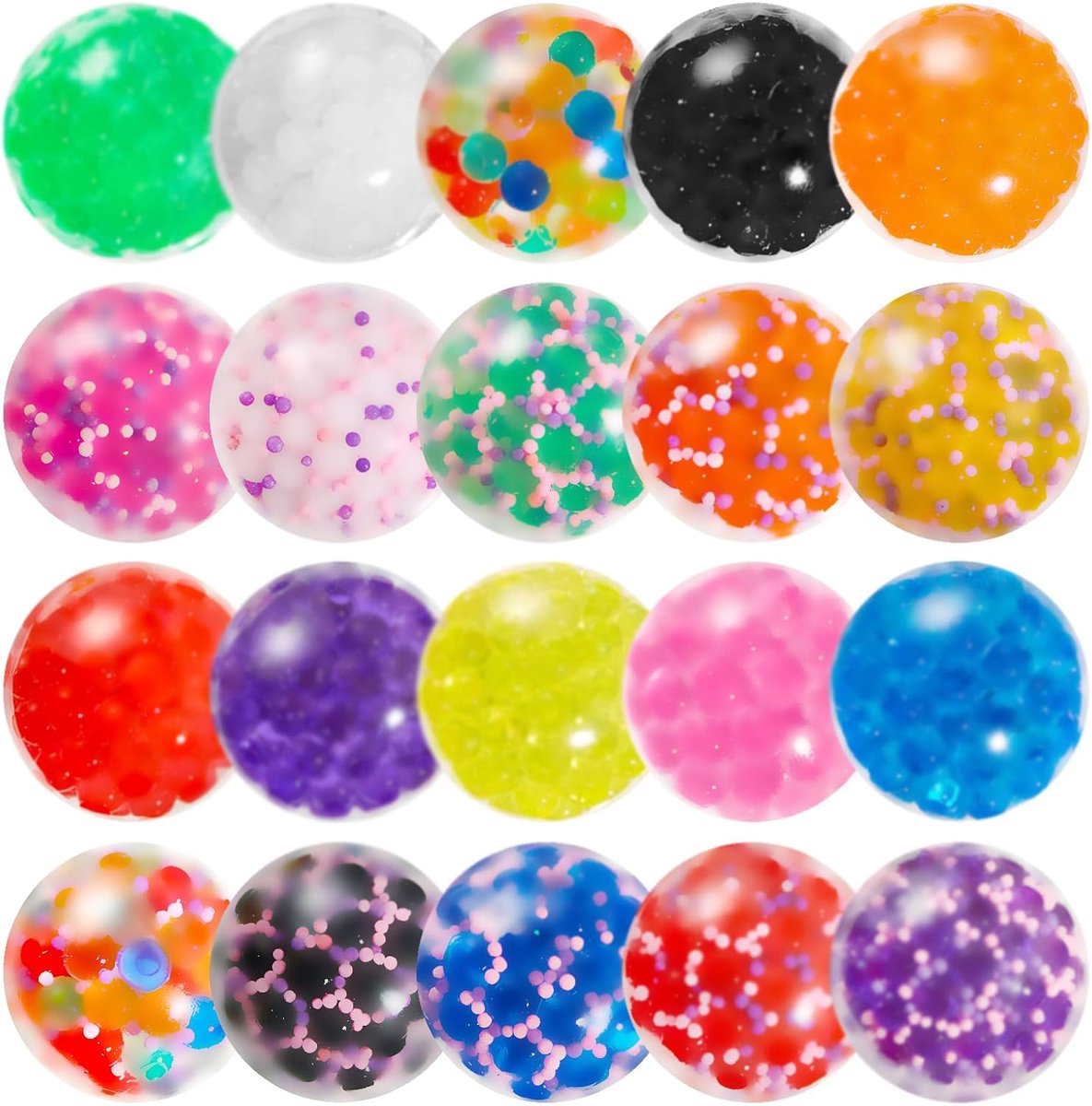 SnelShoppen - Squishy Stress Balls Set van 20 - Anti-Stress Ballen voor Kinderen en Volwassenen - Zachte en Schattige Stressballen in Diverse Kleuren