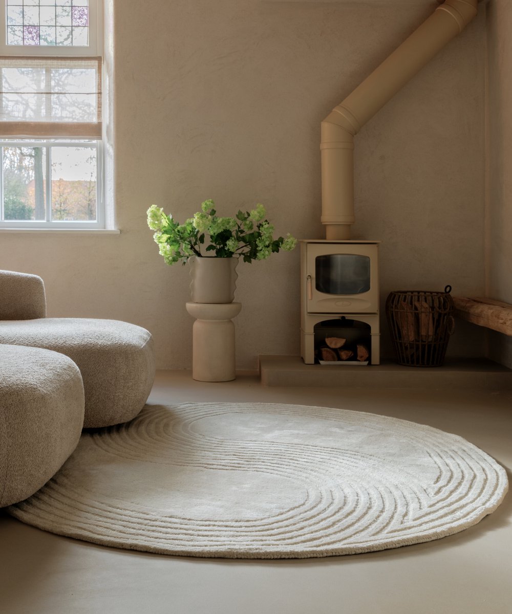 Rond design vloerkleed - Balans Dual ivoor 250