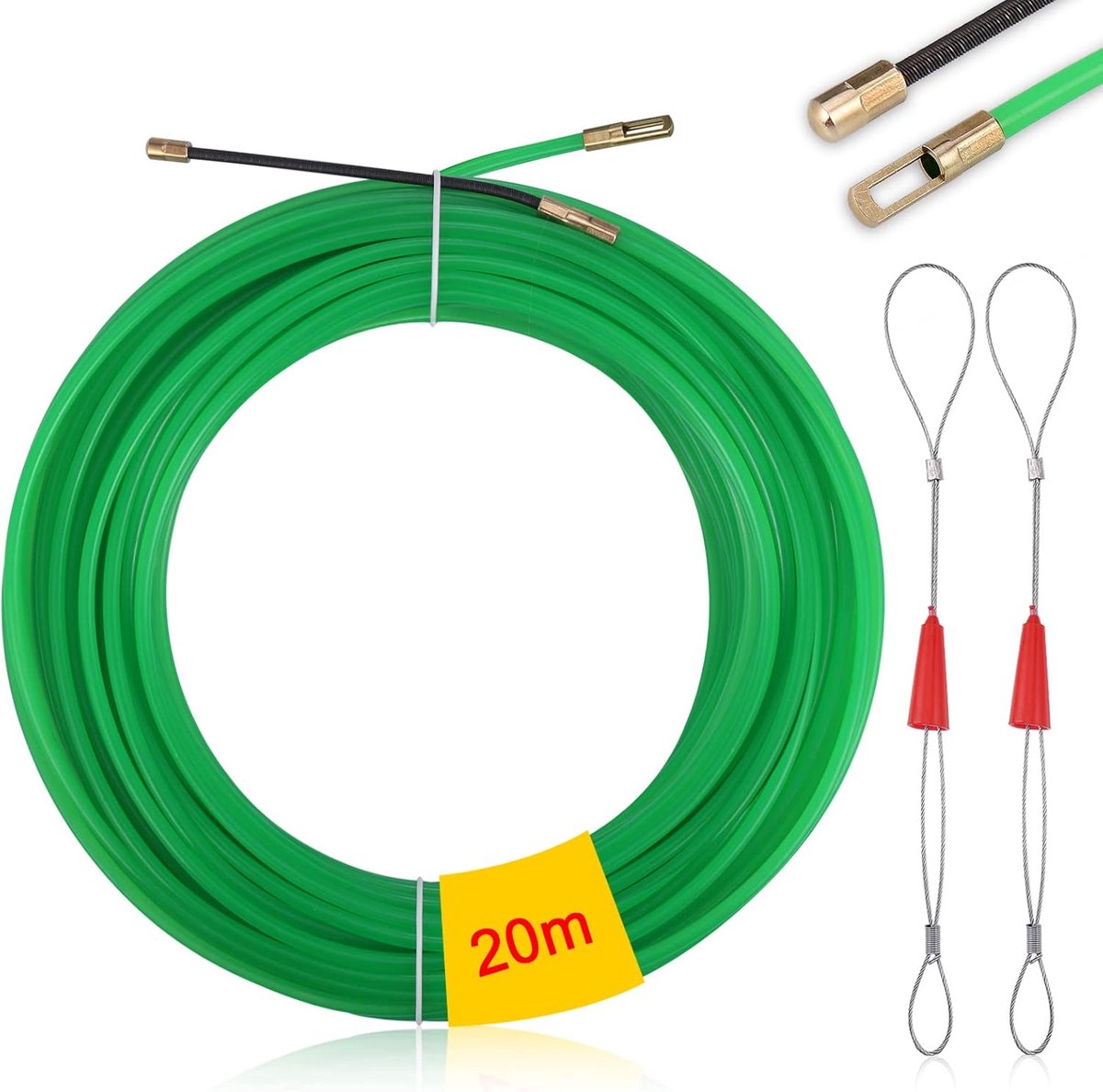 SnelShoppen - 20m Vissnoer Kabel Trekkers met 2 Metalen Gripdraden, Sterk en Duurzaam Nylon voor Elektrische Draad, Wand en Vloer Kanalen (4mm)
