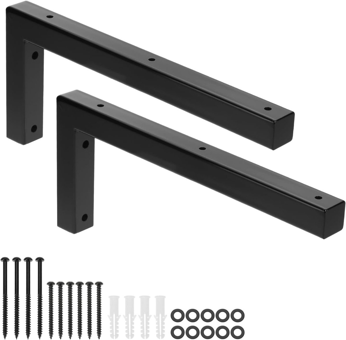 SnelShoppen - 2-Delige Wastafelondersteuning Set 35 cm - Zwart Metaal Wandconsole voor Wastafel en Werkblad - Stevige Plankondersteuning en Ondersteun