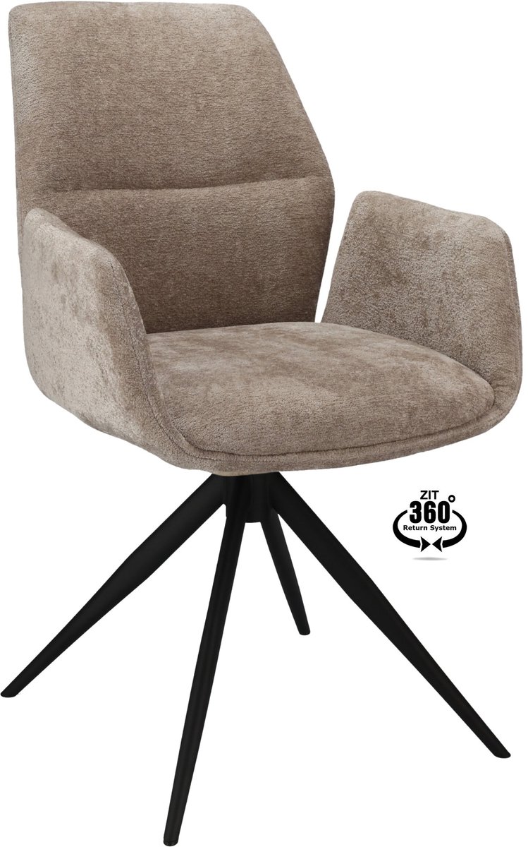 Icon Living - Armstoel Waylon Stof Stella Liver Leg Black 360° Return-system