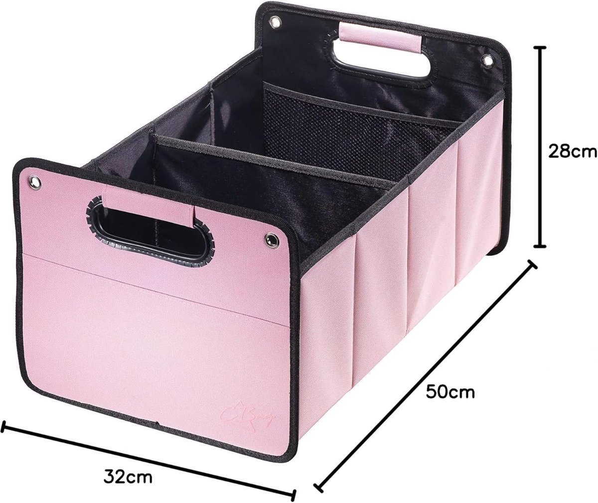 SnelShoppen - CBag Roze - Polyester Kofferbak Organiser met Stevige Bodem - Vouwbare Opbergdoos voor Auto Accessoires - Ideaal voor Gereedschap, Boods