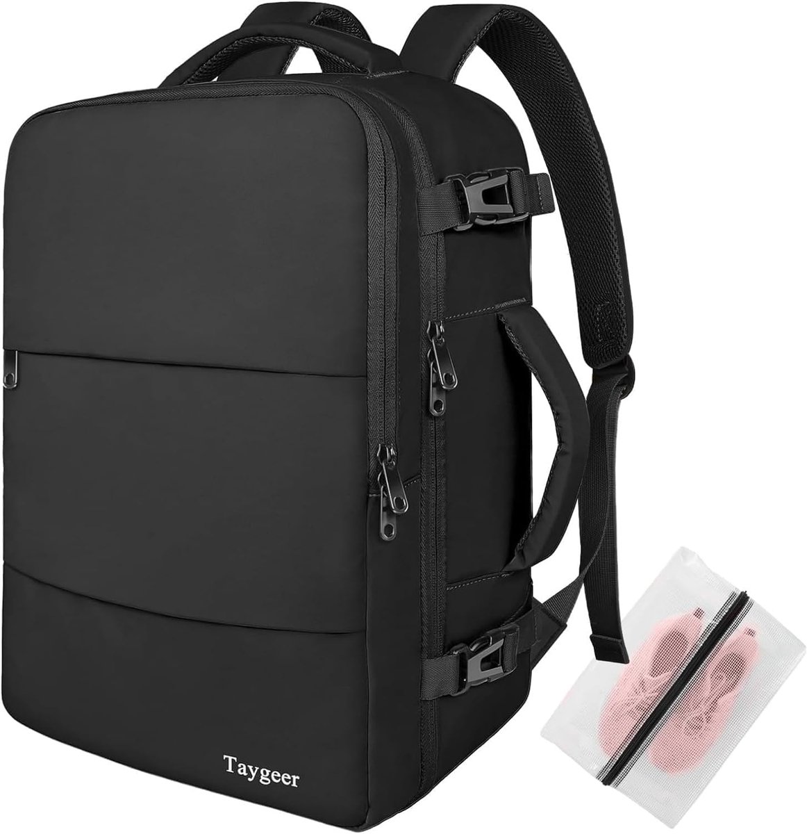 SnelShoppen - Handbagage Rugzak 40x30x20 cm, Lichtgewicht Reisrugzak met Laptopvak voor Vliegtuig, Weekendjes Weg, Korte Trips, Zwart, 24L