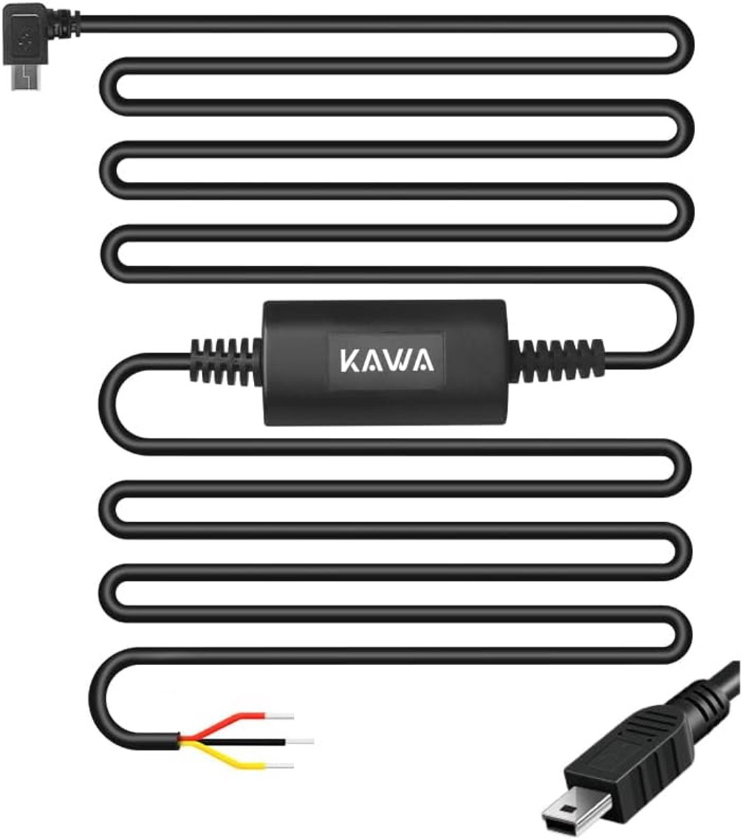 SnelShoppen - Hardwire Kit voor Dashcam, Compatibel met Mini USB D8 en D10 - 24/7 Parkeerbewaking, Ideaal voor Auto Camera's