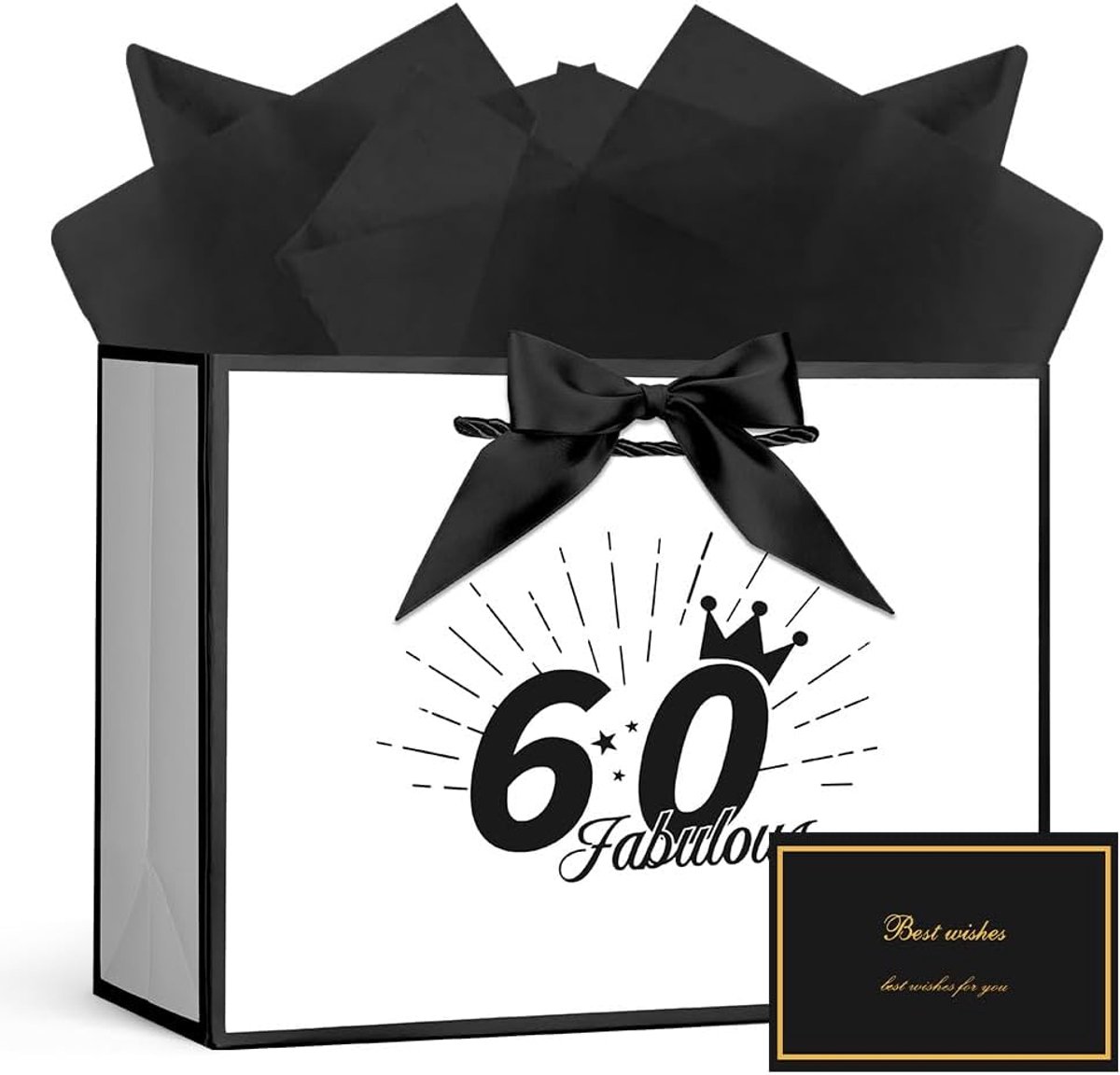 SnelShoppen - Cadeautasjes Papier met Handvat, 32x22x10cm, Inclusief Strik, 3 Inpakvellen en Wenskaart voor Verjaardag, Kerst, Bruiloft en Feestelijkh
