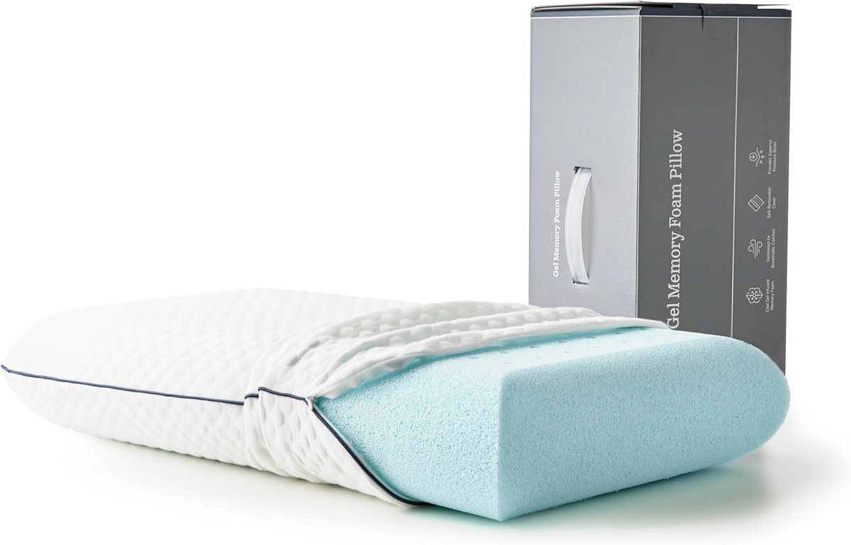 SnelShoppen - Weekender Gel Memory Foam Kussen - 1 Pack King Size - Ventileerbaar - Wasbare Hoes - Wit