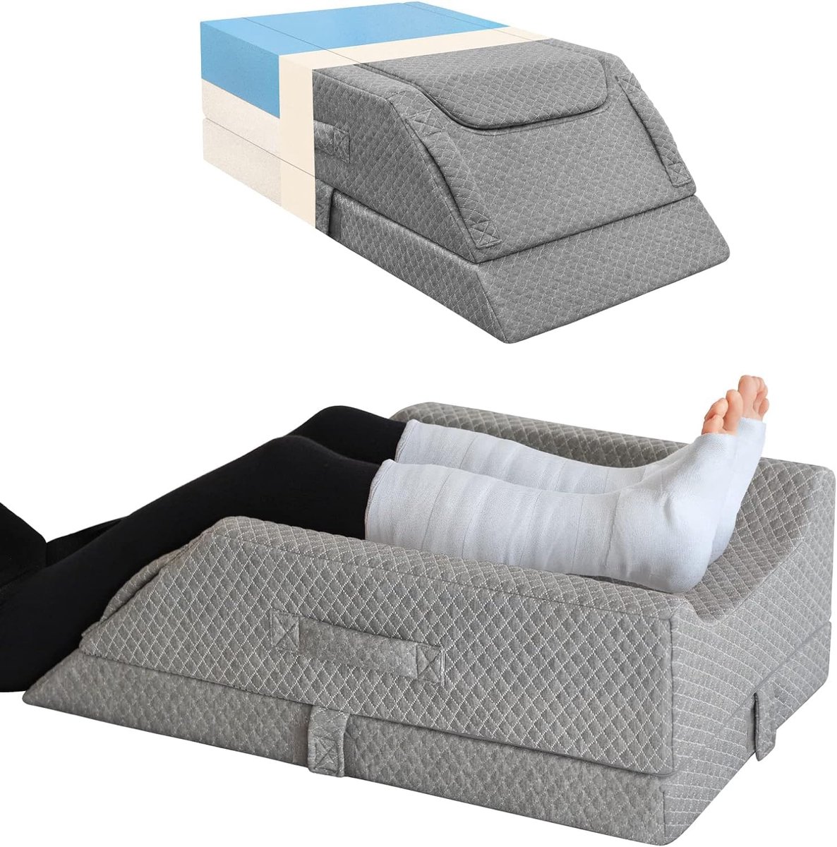 SnelShoppen - Ergonomisch Verstelbaar Beenkussen voor Zwelling, Koelende Geheugenfoam, Wedge Kussen voor Slapen, Rug, Knie, Heup en Enkel Pijn, Sciati