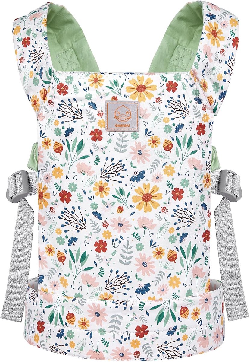 SnelShoppen - Baby Pop Draagzak voor Meisjes, Peuters en Kinderen - Verstelbare Schouderbanden, Reborn Accessoires - Groen (Dennenappels), 100% Katoen