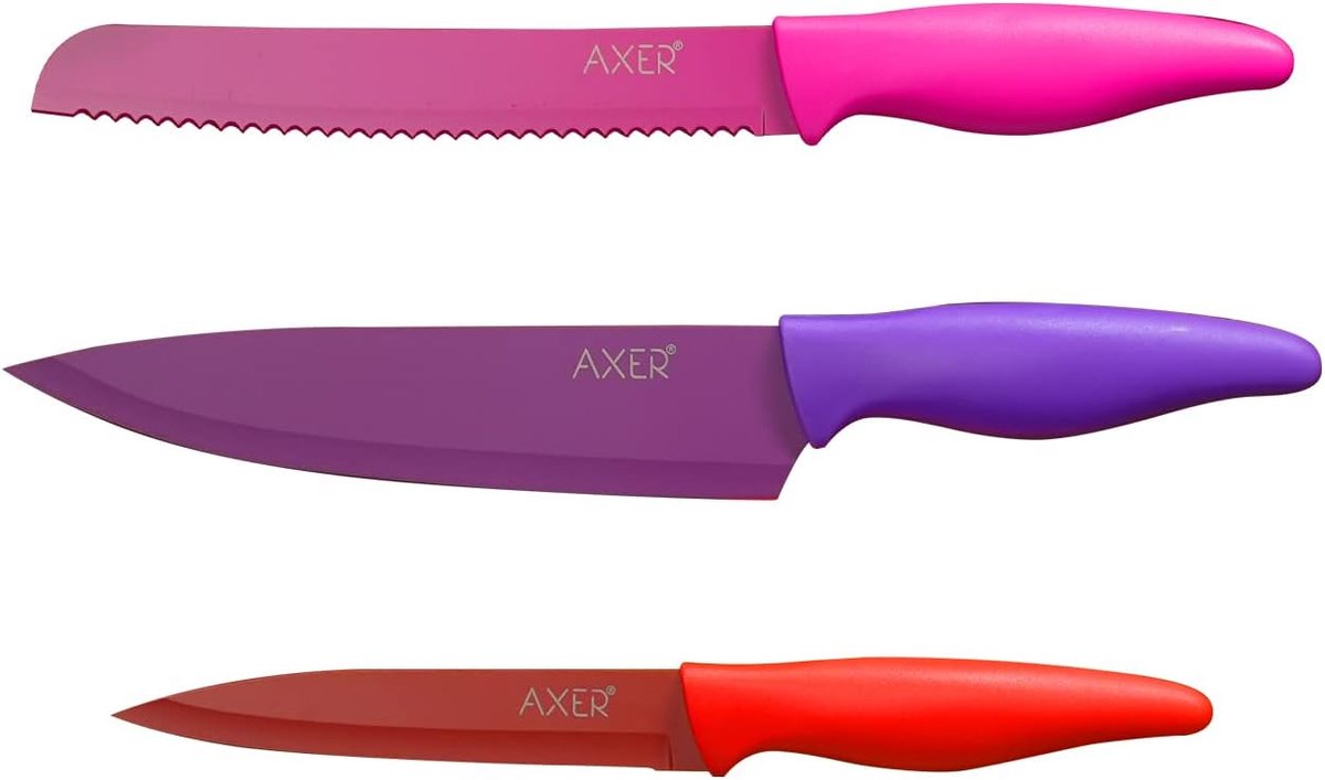 SnelShoppen - Professioneel Koksmes Set 3-Delig Hoogwaardige Keukenmessen Set van Roestvrij Staal in Diverse Kleuren - Perfect voor Koken, Bakken en B