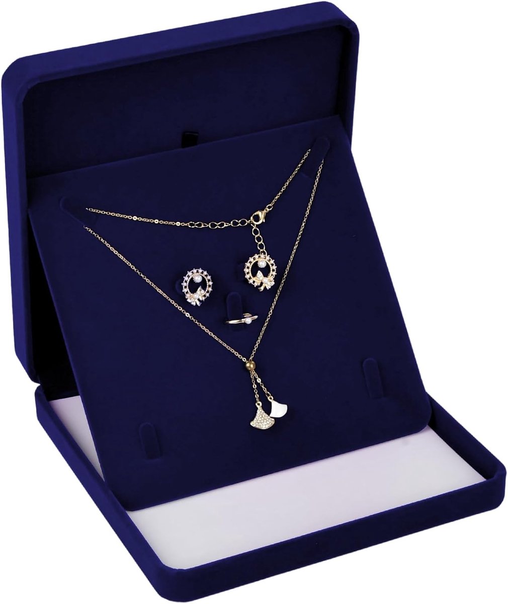 SnelShoppen - Velvet Juwelen Set Doos - Pluche Sieraden Organizer Box - Cadeau Doos voor Vrouwen - Bewaarbox voor Armbanden, Kettingen, Oorbellen en R