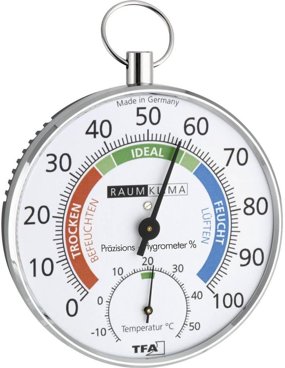 SnelShoppen - Analoge Thermohygrometer voor Binnen, Temperatuur en Vochtigheid Controle, Multicolour, Comfortzones, 102x35x114mm - Perfect voor Gezond