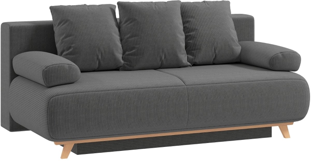 MIVRAY Slaapbank 188 Cm - Verstelbare Rugleuning Met Bedfunctie En Opbergruimte - Voor Woonkamer En Logeerkamer - Hout - Grijs