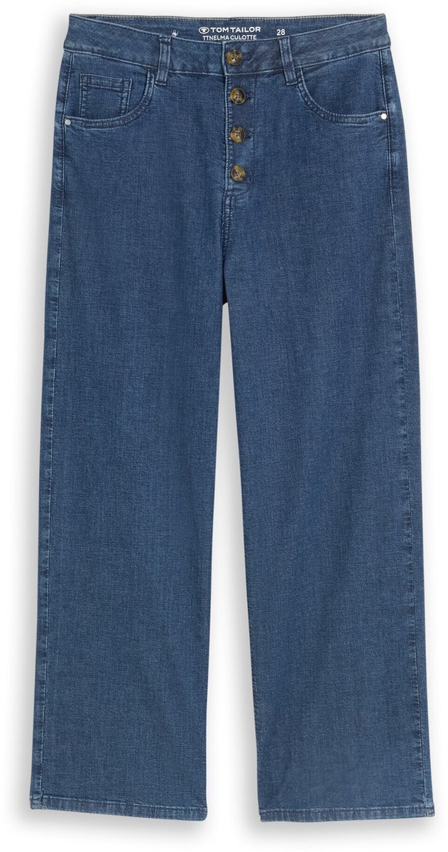 Tom Tailor - TTNELMA CULOTTE-jeans met knoopsluiting - Maat 25/28 - dark blue denim