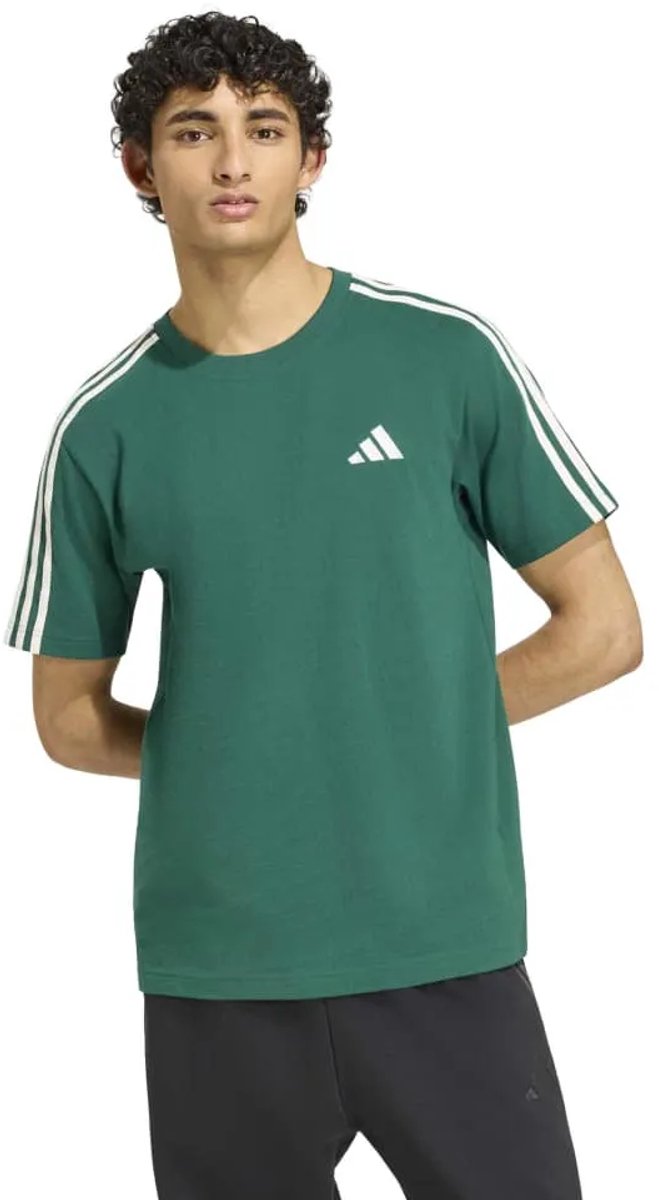 Adidas Essentials 3 Stripes Single Jersey Left Chest Branded T-shirt Met Korte Mouwen 2XL Man Groen