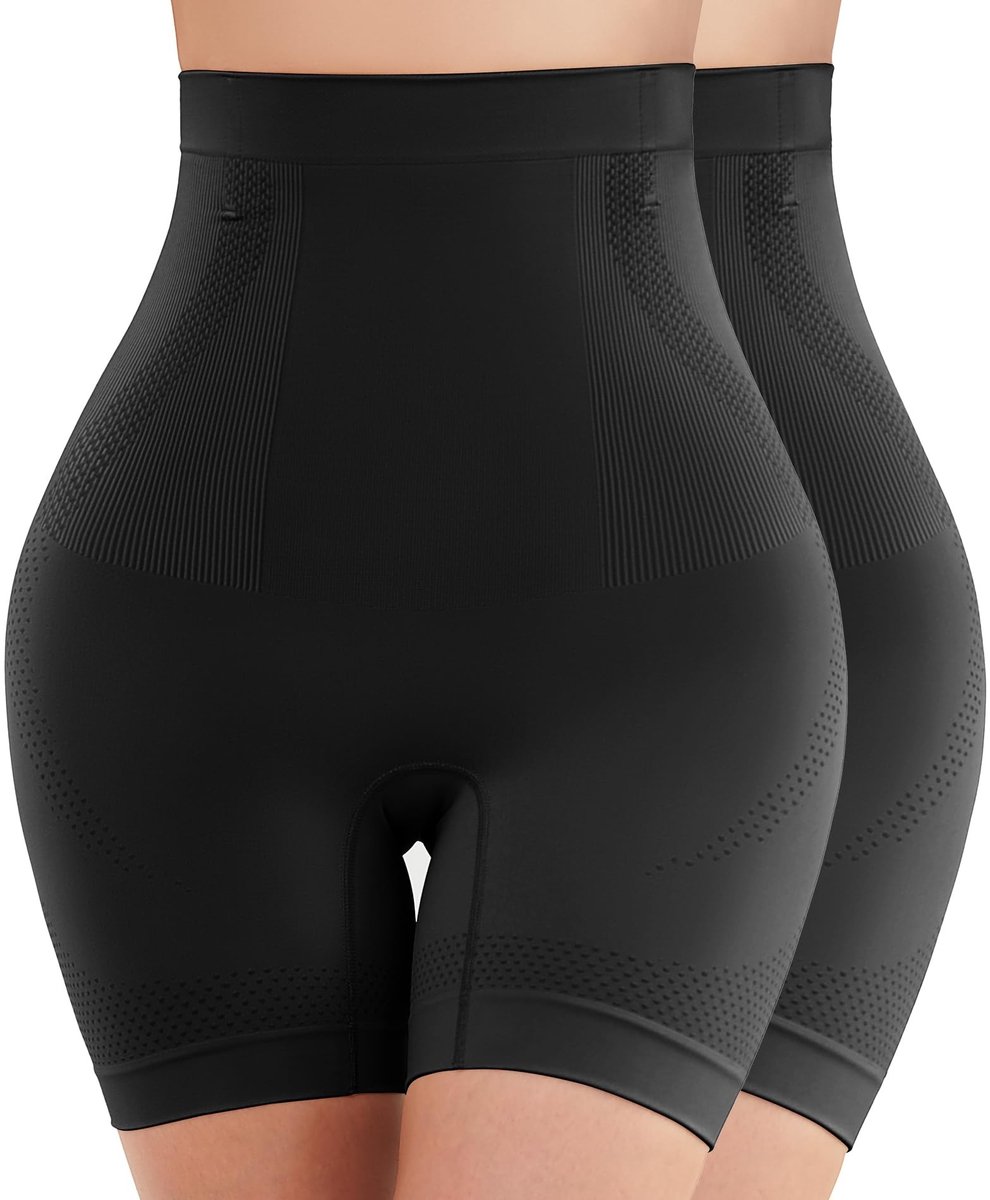 Solidchoice - Buikcorrigerende Onderbroek Dames Hoge Taille Shapewear Naadloos 2 x Zwart XXL