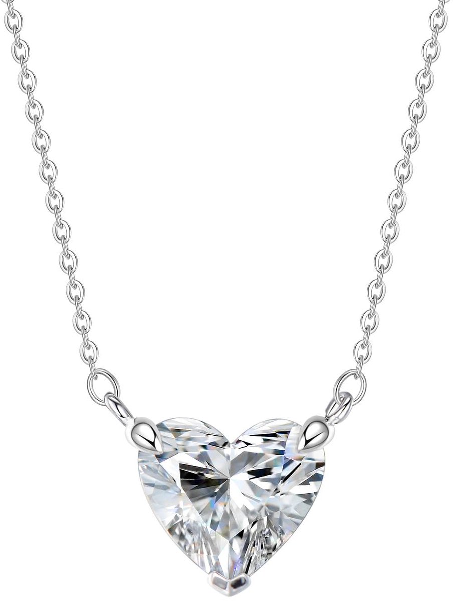 Solidchoice - Hartvormige Hangketting met Diamant