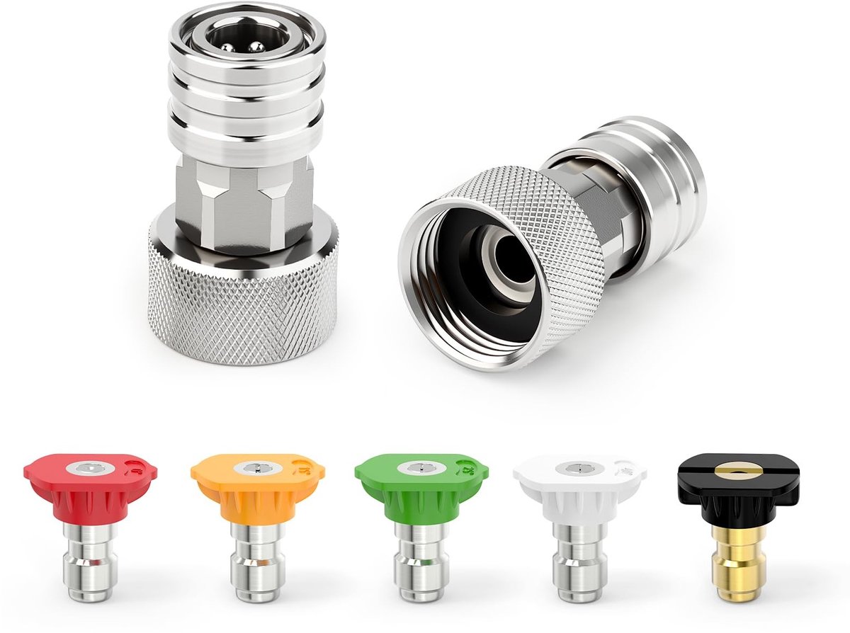Solidchoice - 3/4" GHT naar 1/4" Snelkoppelings Roestvrijstalen Adapter Kit